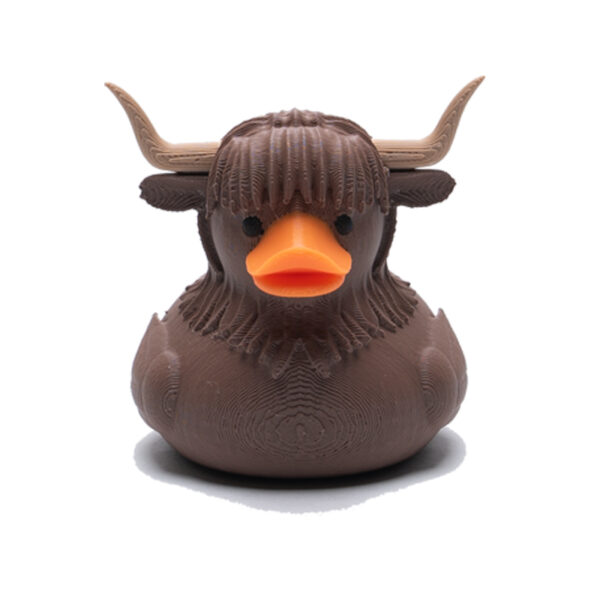 Highland Cow as a character duck. Very cute with the horns and fringe bangs.