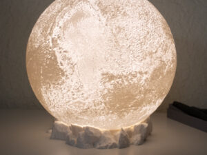 Pluto lithophane lamp. 8" diameter on a rocky terrain base.