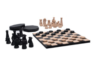 Black and Tan Travel Chess and Checker Set