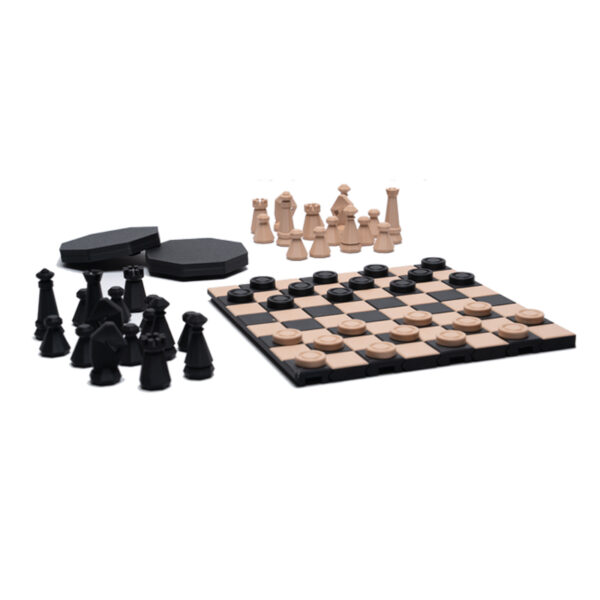 Black and Tan Travel Chess and Checker Set